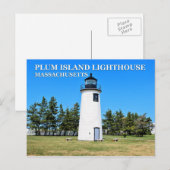 Carte Postale Phare de Plum Island, Massachusetts (Devant / Derrière)