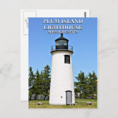 Carte Postale Phare de Plum Island, Massachusetts (Devant / Derrière)