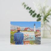 Carte Postale Phare de Portland Head (Debout devant)