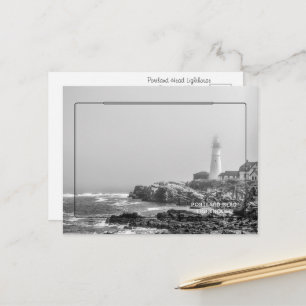 Carte Postale Phare de Portland Head en noir et blanc