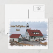 Carte Postale Phare de Portland Head - Maine (Devant / Derrière)