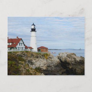 Carte Postale Phare de Portland Headlight sur la côte rocheuse