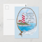 Carte Postale Phare de Psaume Religieux Océan (Devant / Derrière)