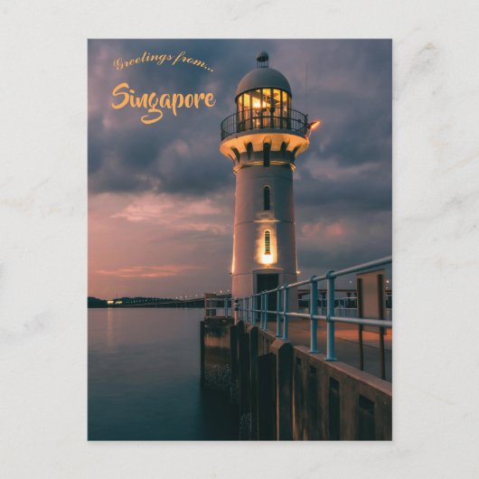 Carte Postale Phare de Raffles Marina à Singapour (Devant)