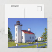 Carte Postale Phare de Sand Point, Escanaba, Michigan (Devant / Derrière)