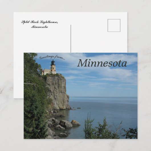 Carte Postale Phare de Split Rock dans le Minnesota (Devant / Derrière)