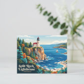 Carte Postale Phare de Split Rock Lighthouse State Park USA (Debout devant)