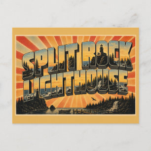 Carte Postale Phare de Split Rock MN Art de voyage vintage