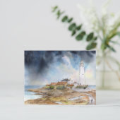 Carte Postale Phare de St Marys Aquarelle de Whitley Bay (Debout devant)