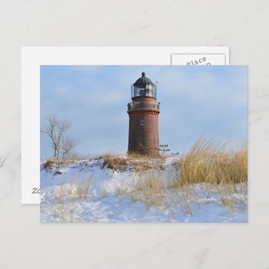 Carte Postale Phare de Sturdy sur une côte rocheuse en hiver (Devant / Derrière)