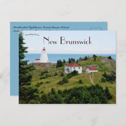 Carte Postale Phare de Swallowtail North Head Nouveau-Brunswick (Devant / Derrière)
