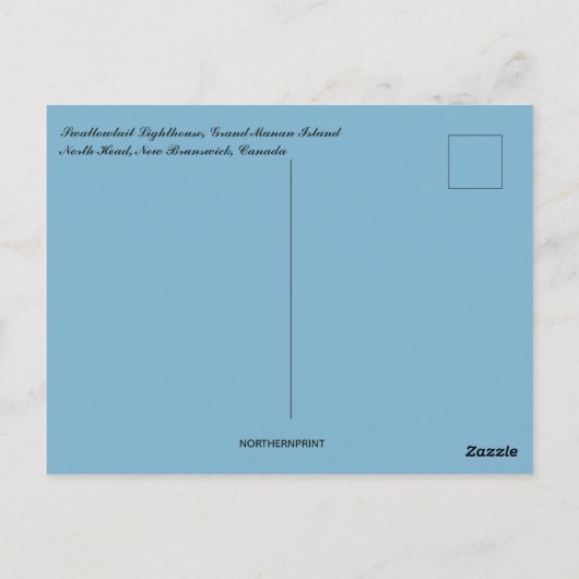 Carte Postale Phare de Swallowtail North Head Nouveau-Brunswick (Dos)