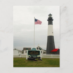 Carte Postale Phare de Tybee Island Drapeau américain de Géorgie
