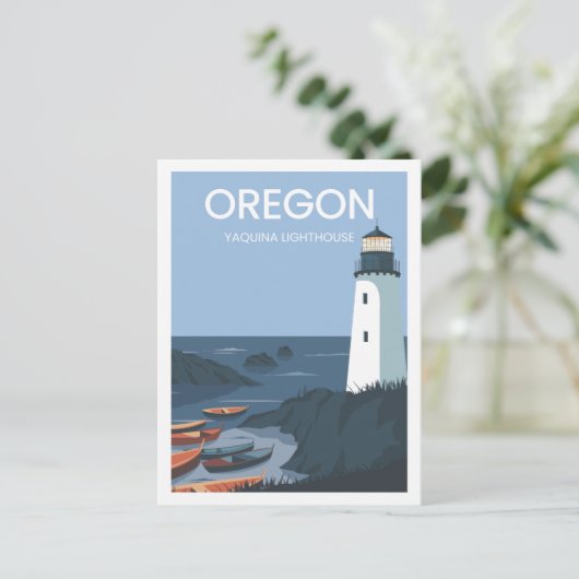 Carte Postale Phare de Yaquina Oregon États-Unis Lieu de voyage (Debout devant)