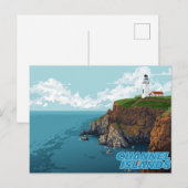 Carte Postale Phare des îles anglo-normandes Art côtier (Devant / Derrière)