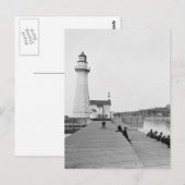 Carte Postale Phare d'Oswego Harbour West Pierhead (Devant / Derrière)