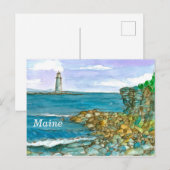 Carte Postale Phare du Maine Rochers Océan calme (Devant / Derrière)