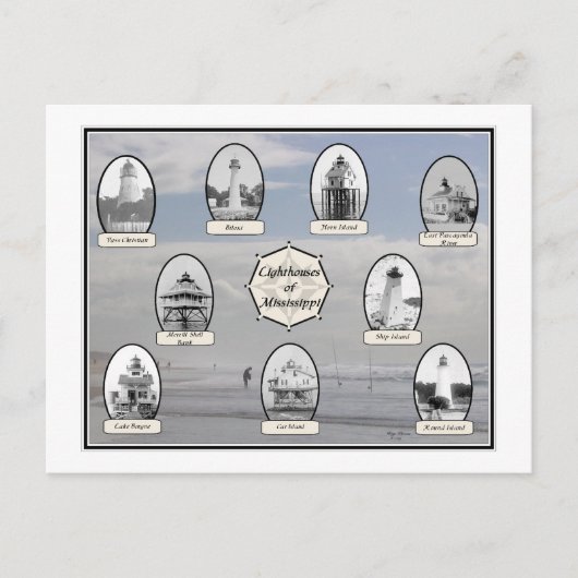 Carte Postale Phare du Mississippi-Plage (Devant)