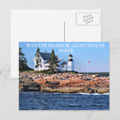 Carte Postale Phare du port d'hiver, Maine (Devant / Derrière)