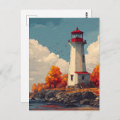 Carte Postale Phare en automne (Devant / Derrière)