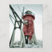 Carte Postale Phare gelé Red Haven Phare Hiver (Devant)