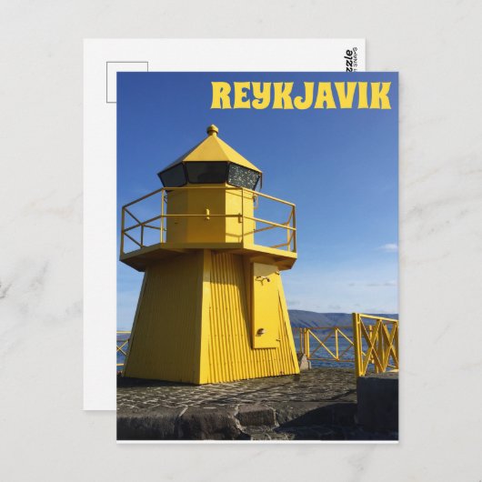 Carte Postale Phare jaune Reykjavik Islande Voyage (Devant / Derrière)