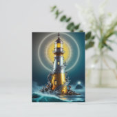 Carte Postale Phare Lumineux Parmi les Vagues (Debout devant)