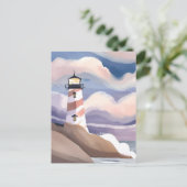 Carte Postale Phare maritime | Aquarelle Peinture Océanique (Debout devant)