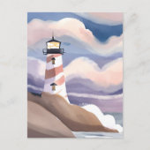 Carte Postale Phare maritime | Aquarelle Peinture Océanique (Devant)