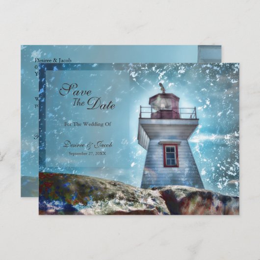 Carte Postale Phare Océan Bleu Nautique Rustique Côté (Devant / Derrière)