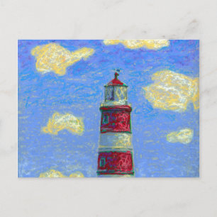 Carte Postale Phare Pastel et champs de lavande