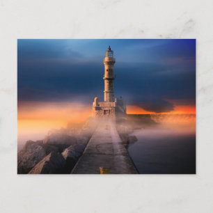 Carte Postale Phare pittoresque Tempête de coucher de soleil Bea