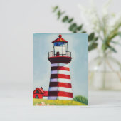 Carte Postale Phare rayé rouge et blanc AI Art (Debout devant)