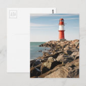 Carte Postale Phare rouge à Warnemuende (Devant / Derrière)