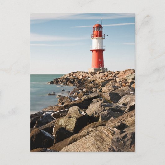 Carte Postale Phare rouge à Warnemuende (Devant)