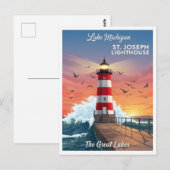 Carte Postale Phare St. Joseph sur le lac Michigan (Devant / Derrière)