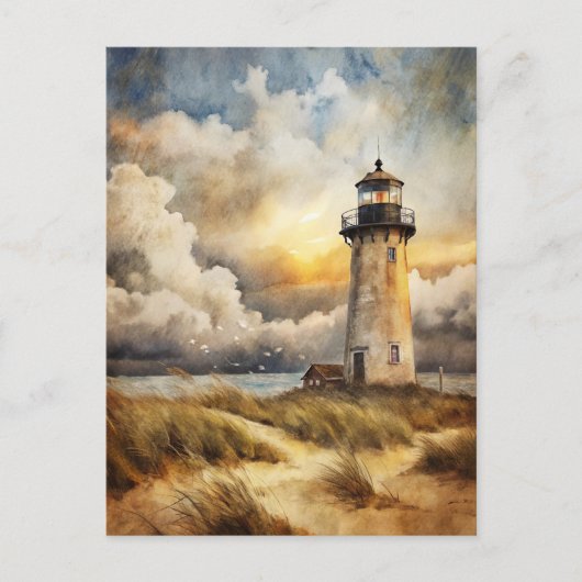 Carte Postale Phare sur une plage (Devant)