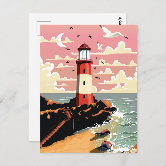 Carte Postale Phare vintage (Devant / Derrière)