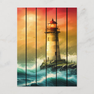 Carte Postale Phare Vintage Bord de Mer Océan Regard