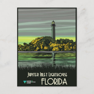 Carte Postale Phare vintage de Floride Jupiter Inlet