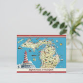 Carte Postale Phare vintage du Michigan (Debout devant)