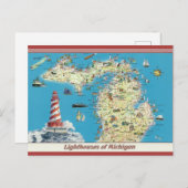 Carte Postale Phare vintage du Michigan (Devant / Derrière)
