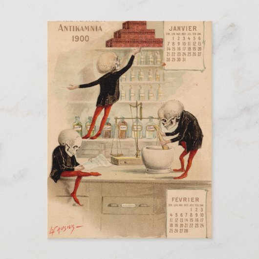 Carte Postale Pharmacie squelettique (Devant)