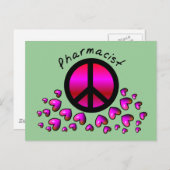 Carte Postale Pharmacien Peace & Hearts Design Cadeaux (Devant / Derrière)