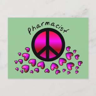 Carte Postale Pharmacien Peace & Hearts Design Cadeaux