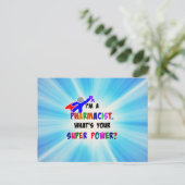 Carte Postale Pharmacien Superhero Conception personnalisée (Debout devant)