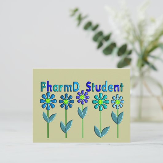 Carte Postale PharmD Étudiants FLEURS BLEUES (Debout devant)