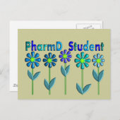 Carte Postale PharmD Étudiants FLEURS BLEUES (Devant / Derrière)