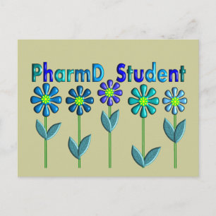 Carte Postale PharmD Étudiants FLEURS BLEUES