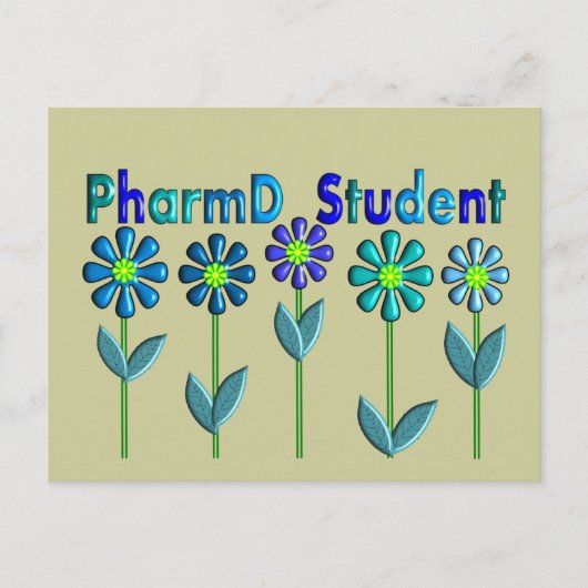 Carte Postale PharmD Étudiants FLEURS BLEUES (Devant)